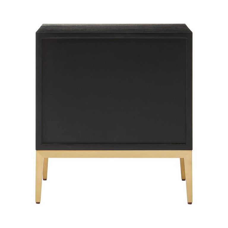 Davoli Bedside Cabinet - 2 Drawer - Black and Gold