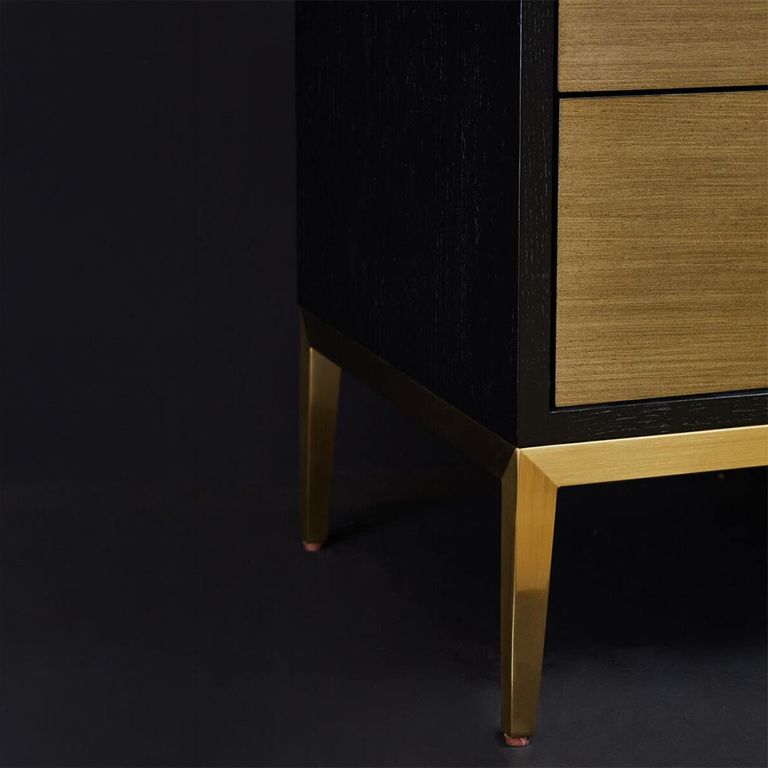 Davoli Bedside Cabinet - 2 Drawer - Black and Gold