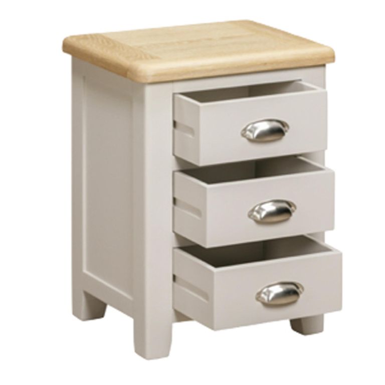Windermere Painted Bedside Cabinet - 3 Drawer - Oyster Grey
