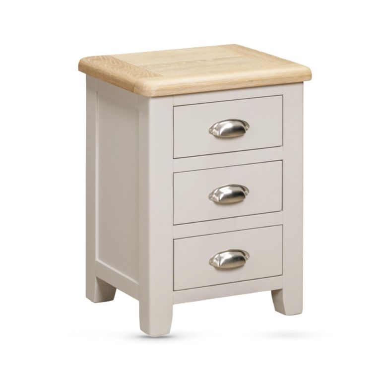 Windermere Painted Bedside Cabinet - 3 Drawer - Oyster Grey