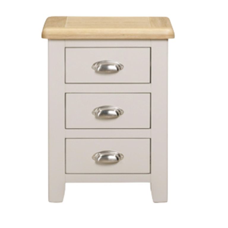 Windermere Painted Bedside Cabinet - 3 Drawer - Oyster Grey