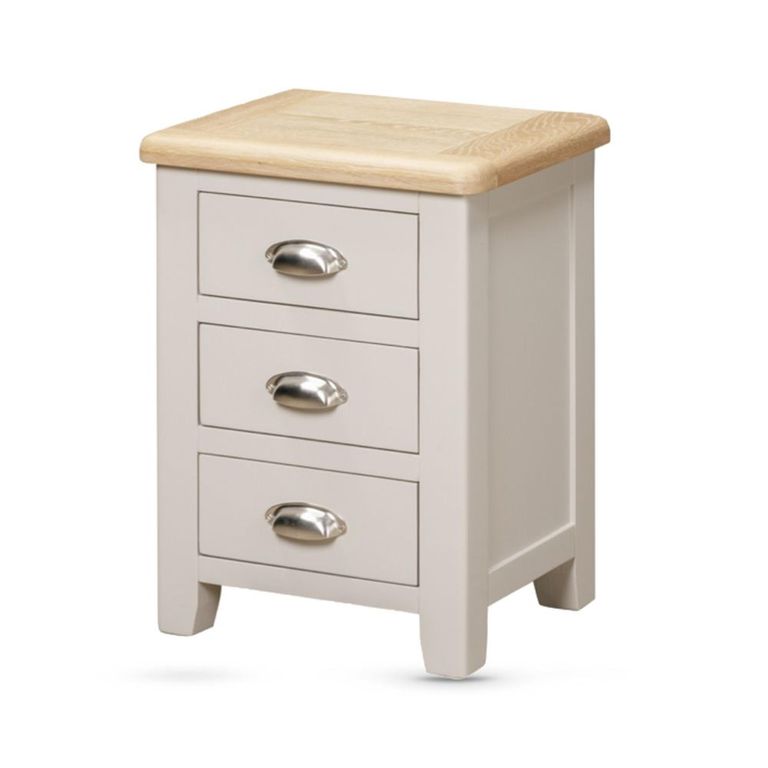 Windermere Painted Bedside Cabinet - 3 Drawer - Oyster Grey