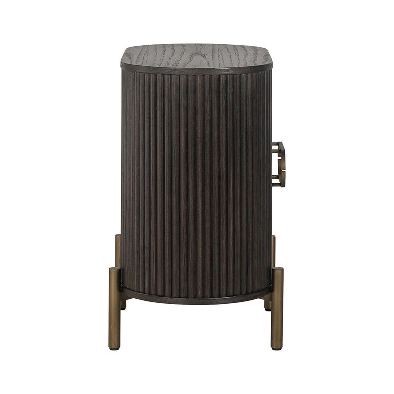 Luxor Brushed Brass Ribbed 1 Door Curved Bedside Cabinet
