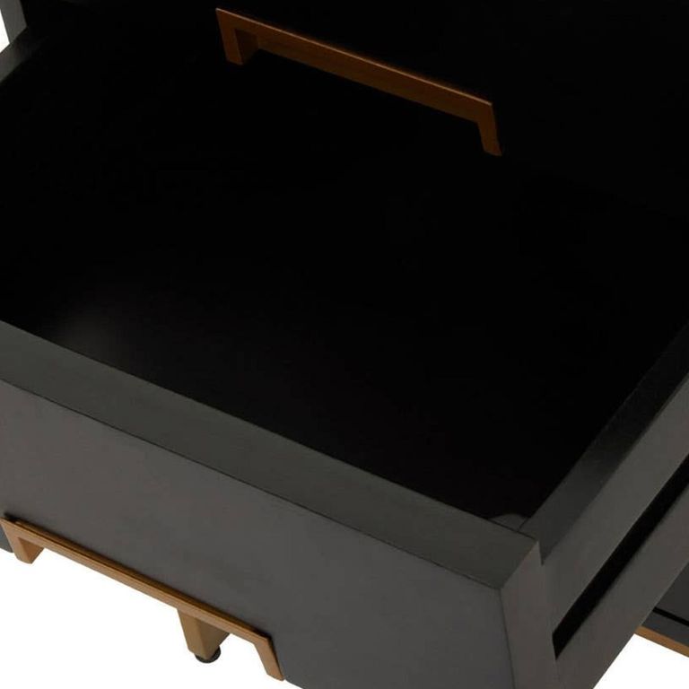 Kochi Bedside Table - 3 Drawer - Black Mango Wood