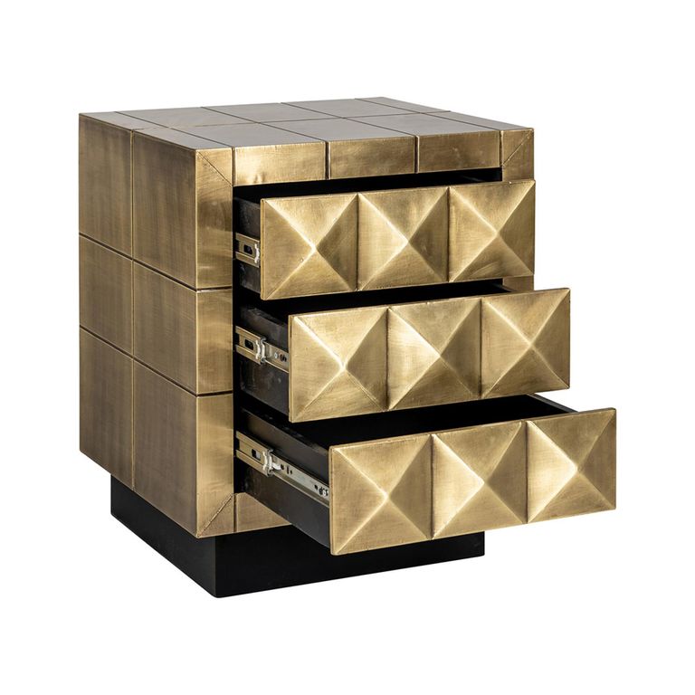 Collada Brass Cladded 3 Drawer Bedside Cabinet
