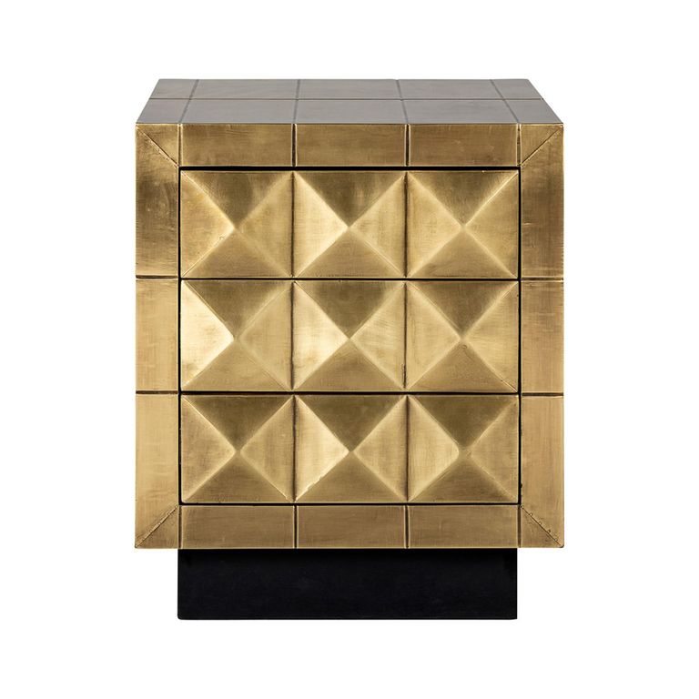 Collada Brass Cladded 3 Drawer Bedside Cabinet
