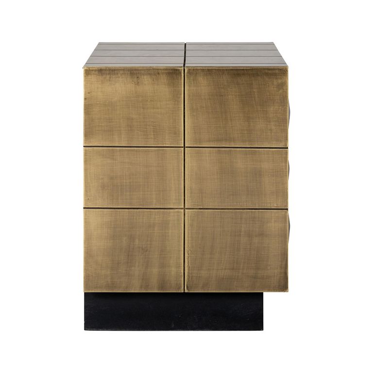 Collada Brass Cladded 3 Drawer Bedside Cabinet