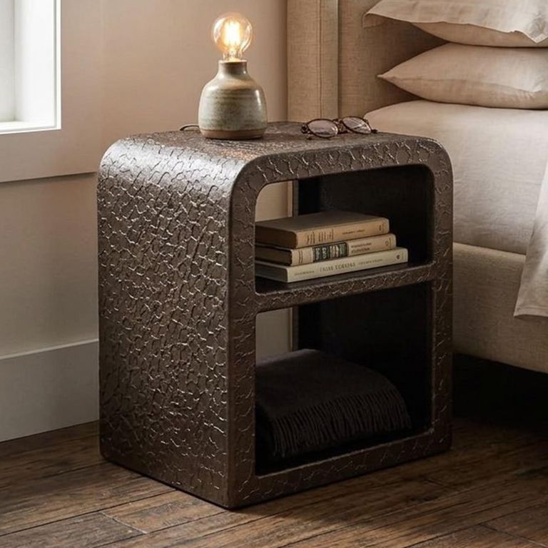 Dorma Bedside Table - Bronze - Wood