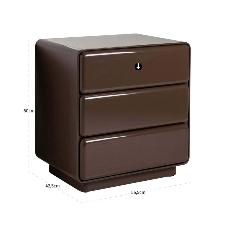 Demy Bedside Cabinet - 3 Drawer - Chestnut - Wood