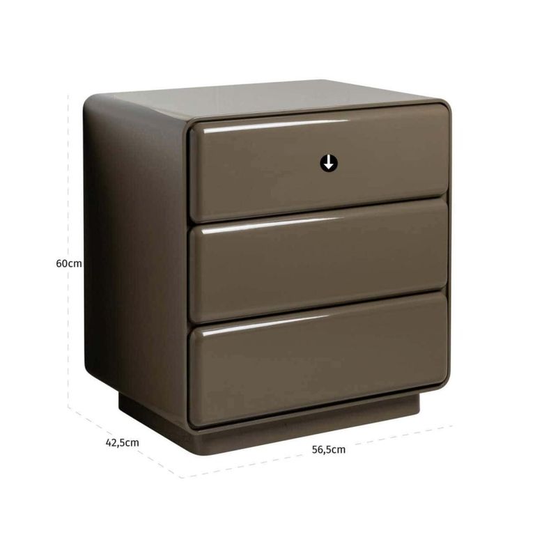 Demy Bedside Cabinet - 3 Drawer - Clay Green - Wood