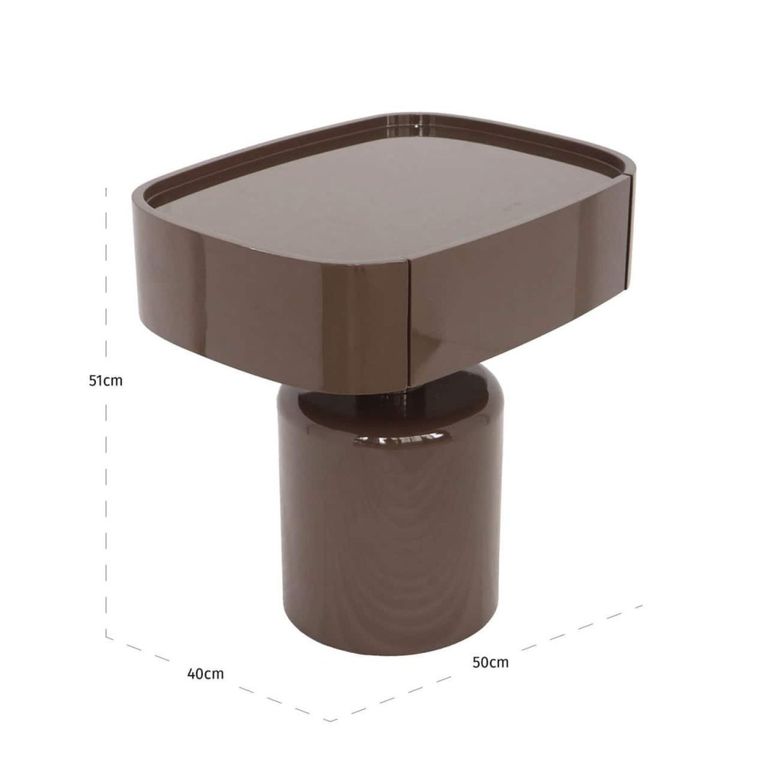 Romee Bedside Table - 1 Drawer - Oval - Chestnut - Wood