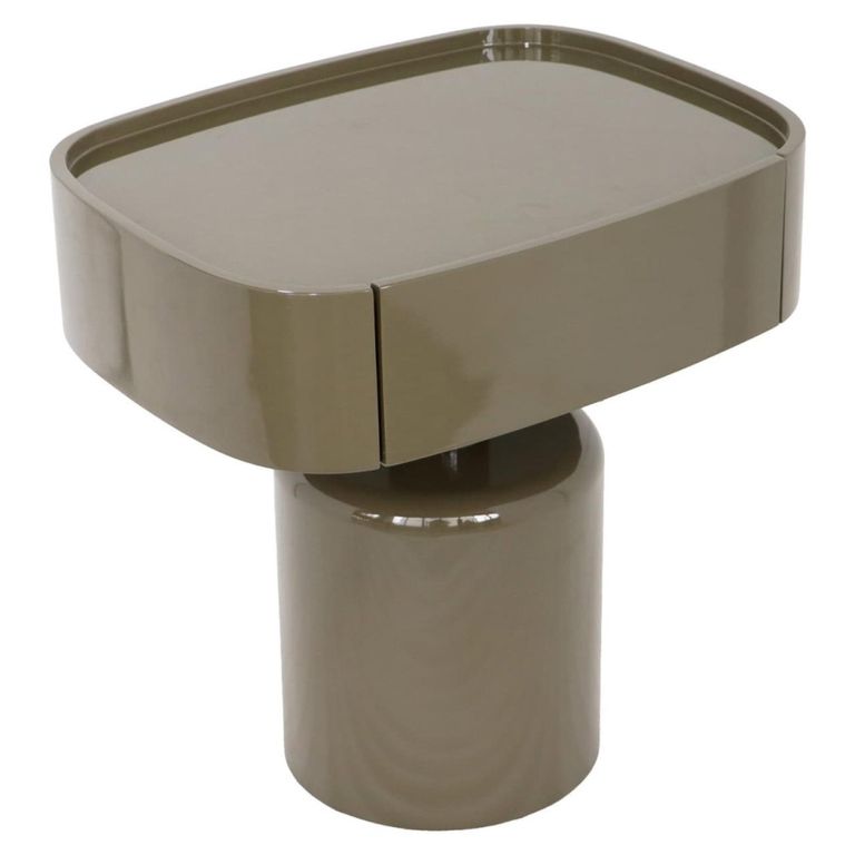 Romee Bedside Table - 1 Drawer - Oval - Clay Green - Wood