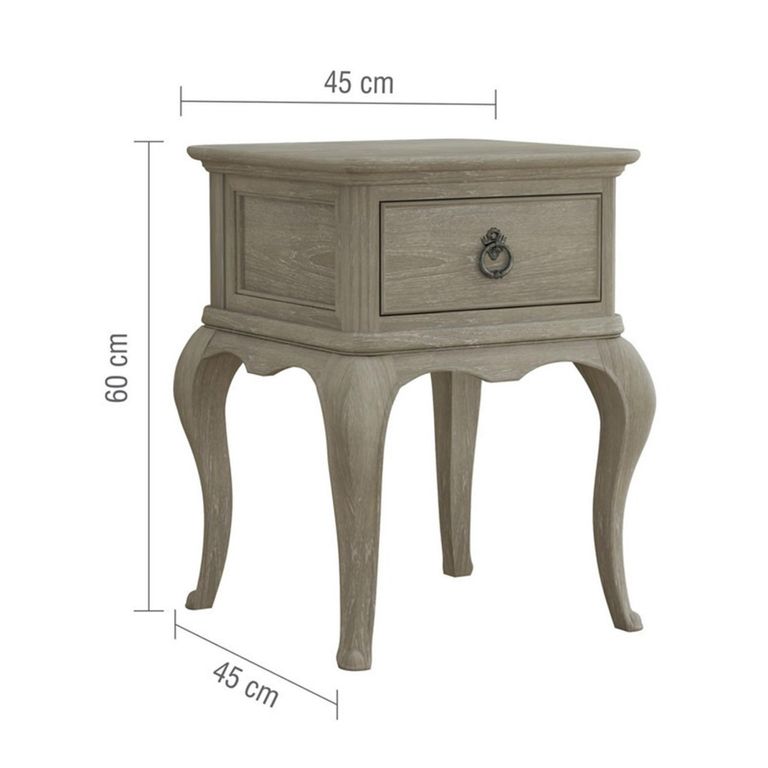 Camille Bedside Table - 1 Drawer - Grey Oak