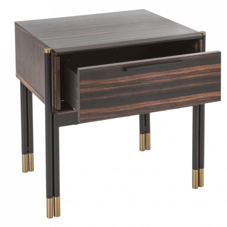 Bali Bedside Table - 1 Drawer - Dark Ebony Veneer