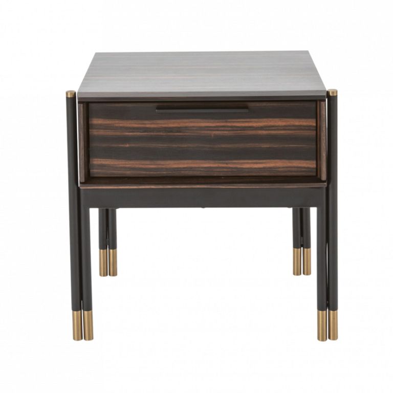 Bali Bedside Table - 1 Drawer - Dark Ebony Veneer