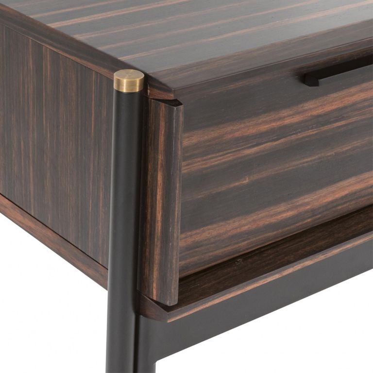 Bali Bedside Table - 1 Drawer - Dark Ebony Veneer