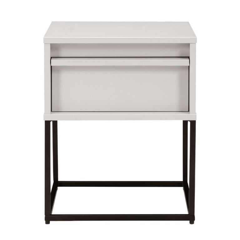Albion Bedside Cabinet - 1 Drawer - Stone Grey and Black