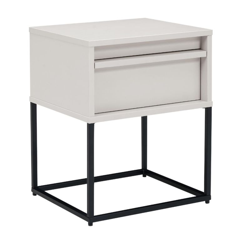 Albion Bedside Cabinet - 1 Drawer - Stone Grey and Black