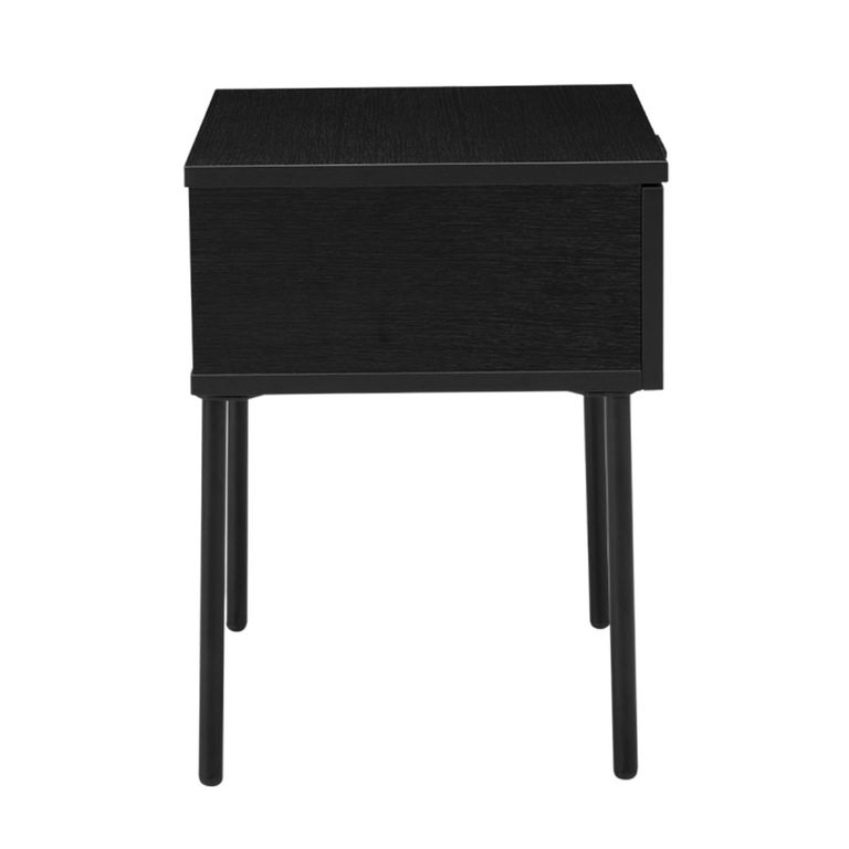 Luna Bedside Table - 1 Drawer - Black - Wood and Metal