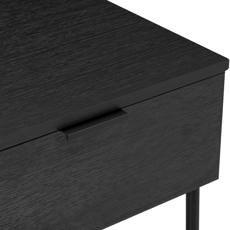 Luna Bedside Table - 1 Drawer - Black - Wood and Metal