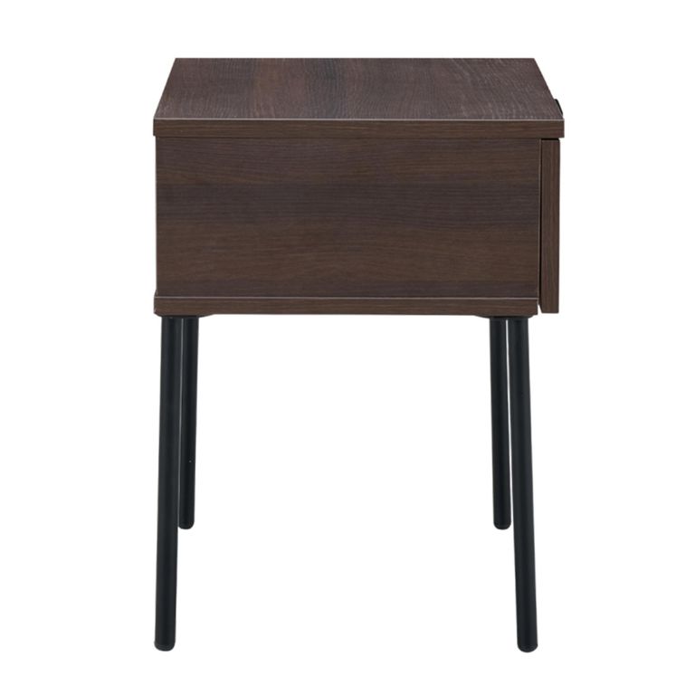 Luna Bedside Table - 1 Drawer - Espresso and Black - Wood and Metal