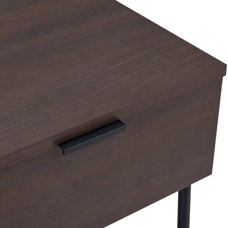 Luna Bedside Table - 1 Drawer - Espresso and Black - Wood and Metal