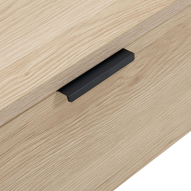 Luna Bedside Table - 1 Drawer - Oak and Black - Wood and Metal