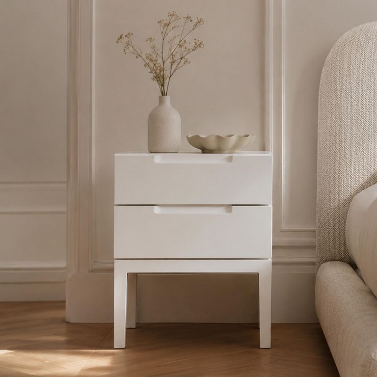 Orchid Bedside Table - 2 Drawer - White - Wood