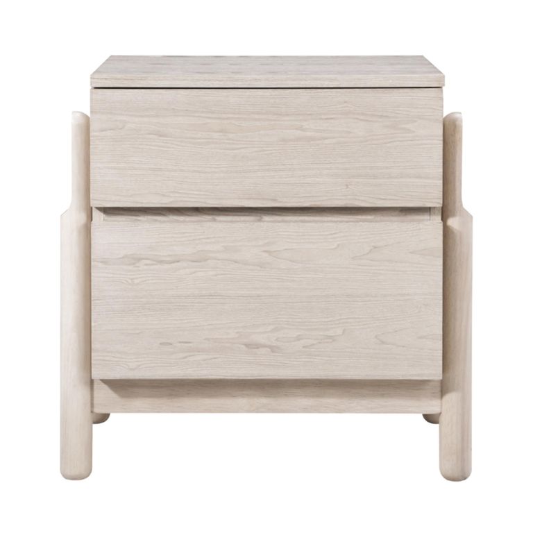 Whisper Bedside Cabinet - 2 Drawer - White Washed Oak - Wood