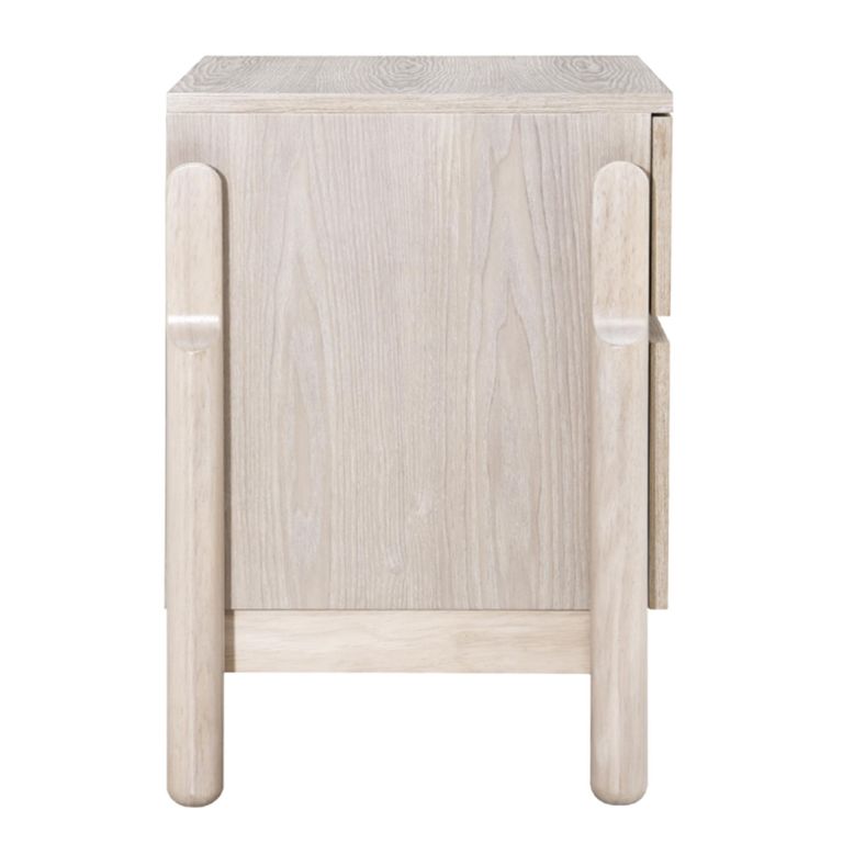 Whisper Bedside Cabinet - 2 Drawer - White Washed Oak - Wood