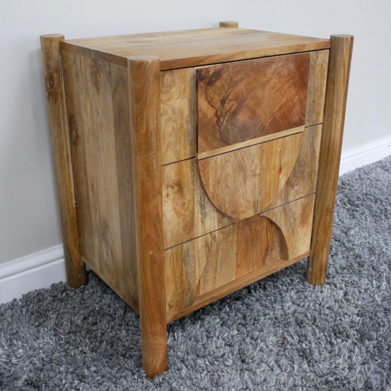 Bedside Cabinet - 1 Door - Acacia Wood