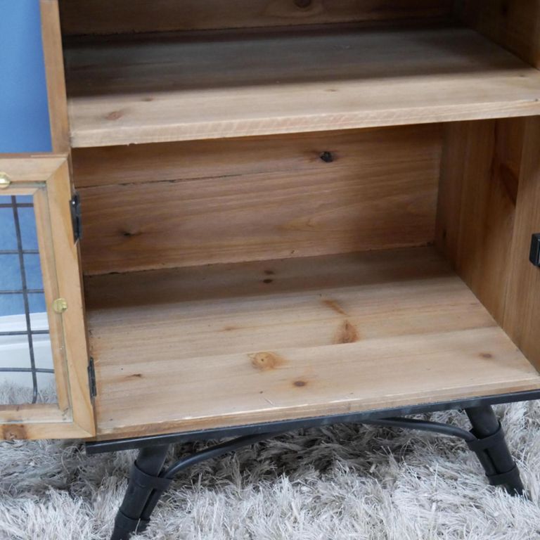 Industrial Bedside Cabinet - 1 Door - Fir Wood and Metal