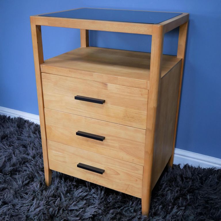 Cabinet - 3 Drawer - Natural - Rubber Wood