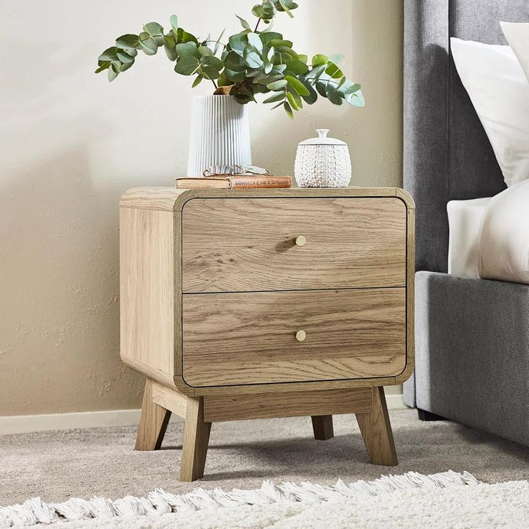 Ingrid Bedside Cabinet - 2 Drawer - Natural - Oak
