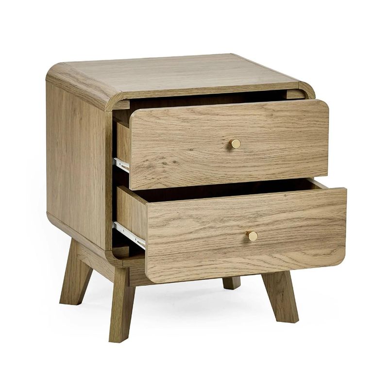 Ingrid Bedside Cabinet - 2 Drawer - Natural - Oak