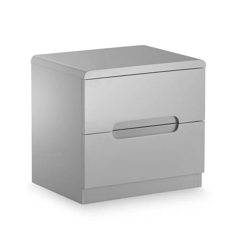 Manhattan Bedside Cabinet - 2 Drawer - Grey High Gloss