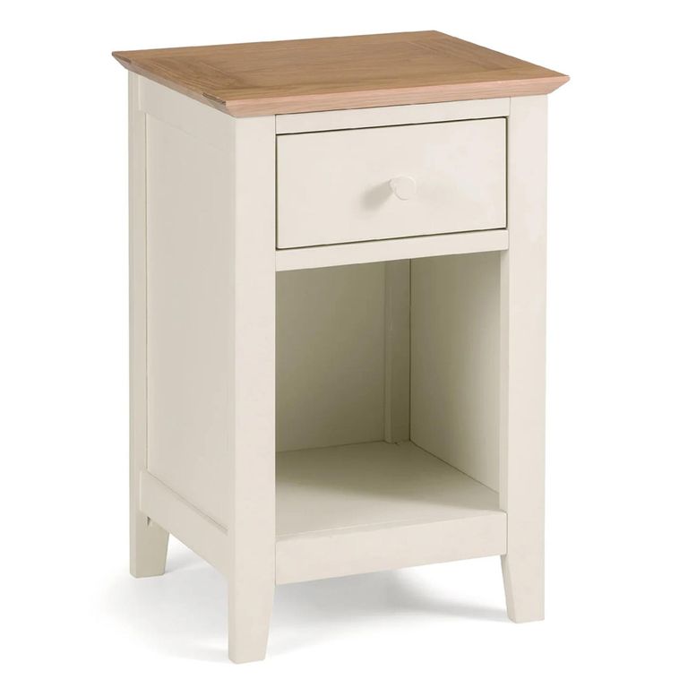 Salerno Bedside Cabinet - 1 Drawer - Ivory - Oak