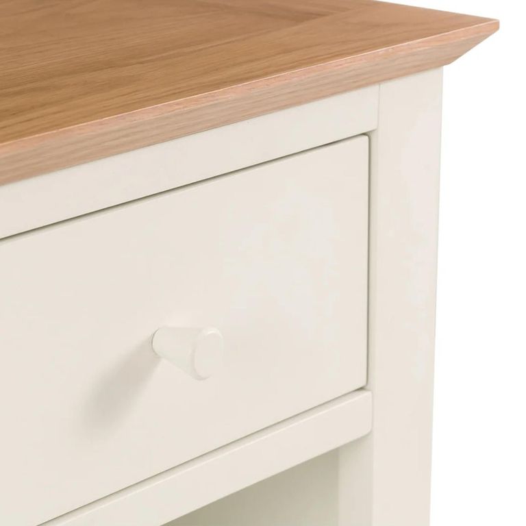 Salerno Bedside Cabinet - 1 Drawer - Ivory - Oak