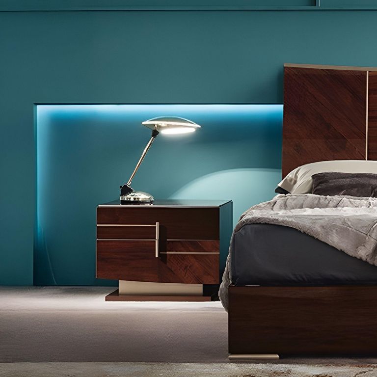 Bellagio Bedside Cabinet - 2 Drawer - Left - High Gloss Walnut - Wooden