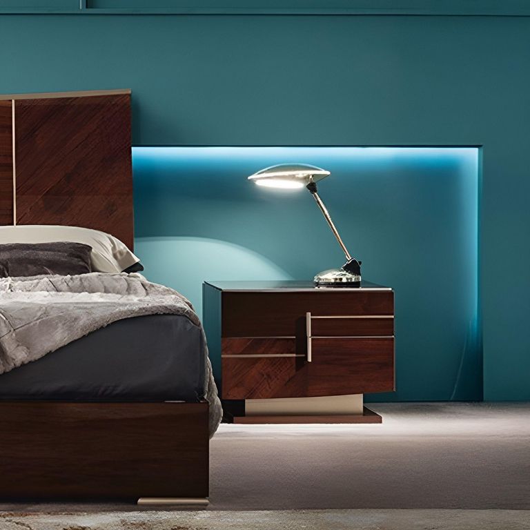 Bellagio Bedside Cabinet - 2 Drawer - Right - High Gloss Walnut - Wooden