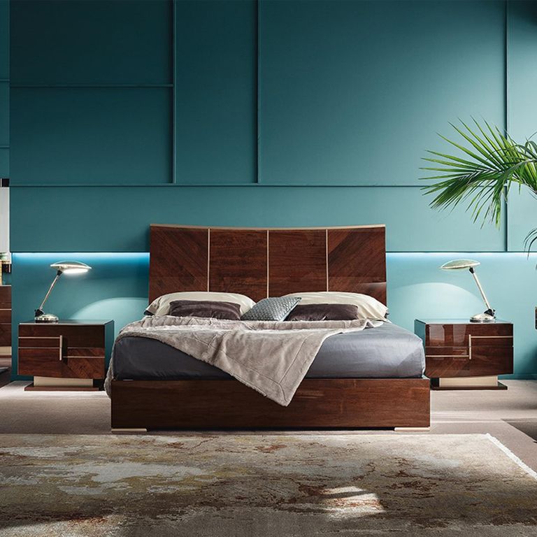 Bellagio Bedside Cabinet - 2 Drawer - Left - High Gloss Walnut - Wooden