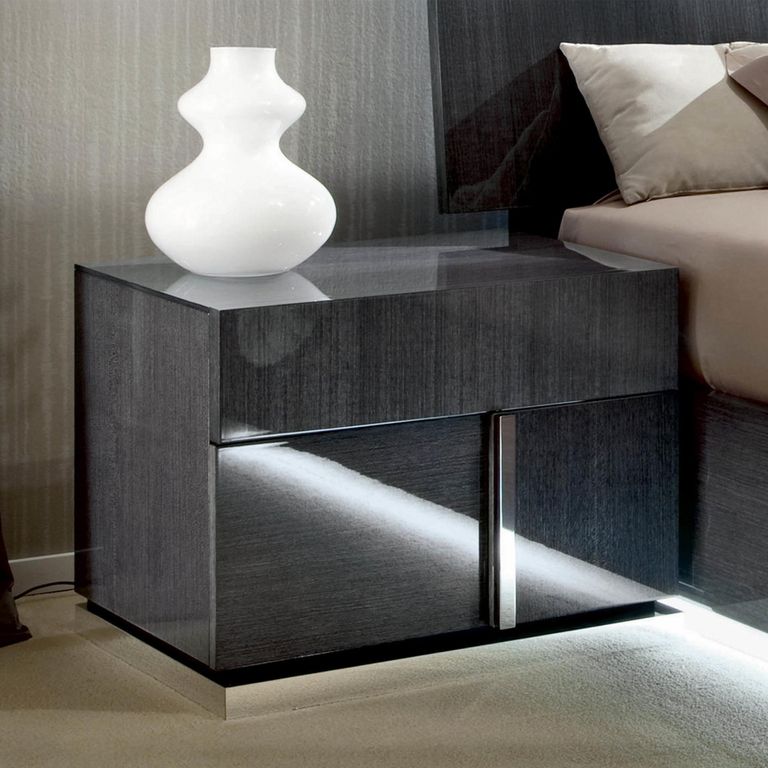 Montecarlo Bedside Cabinet - 2 Drawer - Left - Grey Koto High Gloss