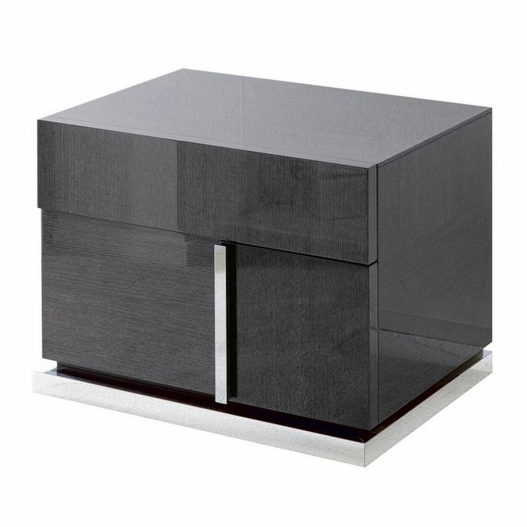 Montecarlo Bedside Cabinet - 2 Drawer - Left - Grey Koto High Gloss