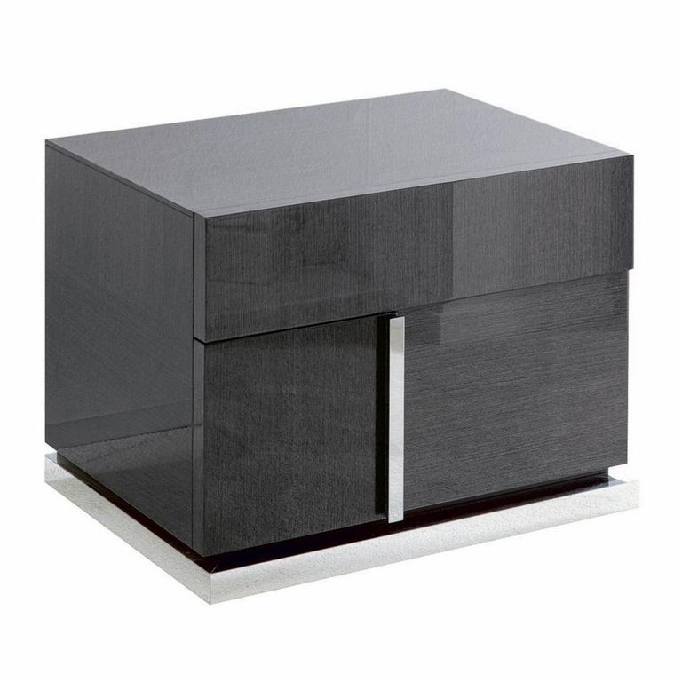 Montecarlo Bedside Cabinet - 2 Drawer - Right - Grey Koto High Gloss