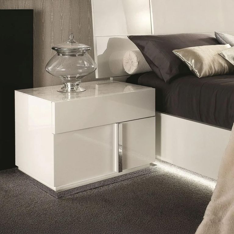 Canova Bedside Cabinet - LHF - White Gloss
