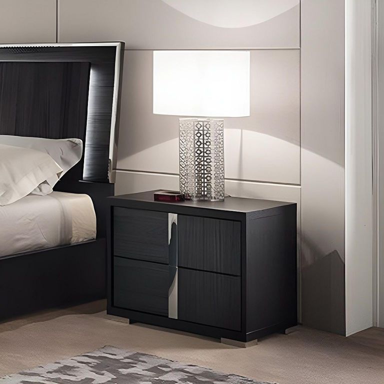 Etna Bedside Cabinet - 2 Drawer - Right - Black Pine Eco Veneer