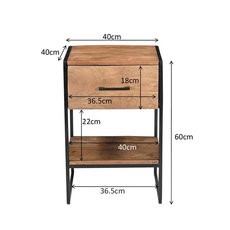 Elin Bedside Table - 1 Drawer - Natural - Mango Wood