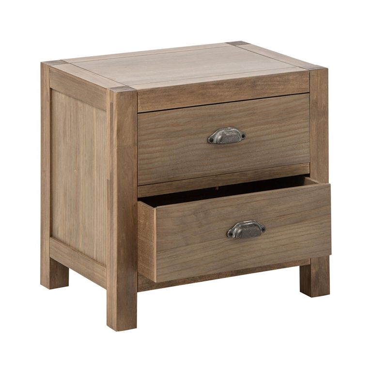 Blois Bedside Table - 2 Drawer - Natural - Pinewood