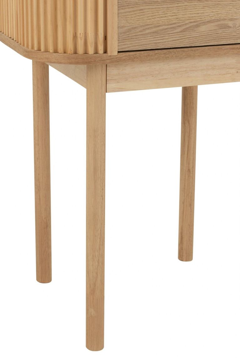 Curved Bedside Table - 1 Drawer - Fluted - Natural - Pine Wood