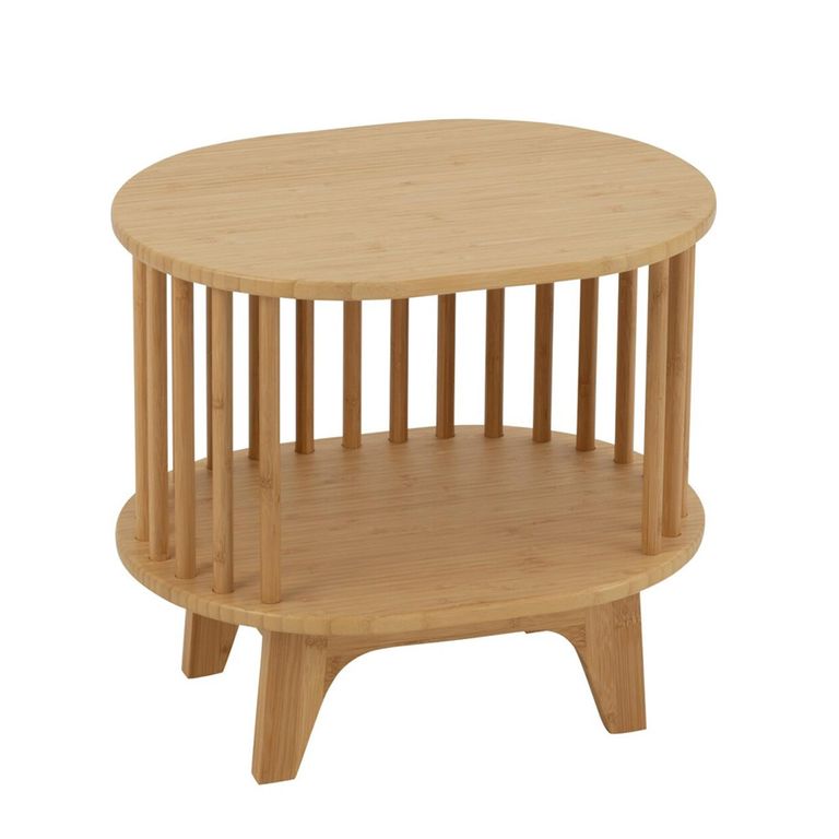 Live Bedside Table - Oval - Slatted - Natural - Bamboo Wood